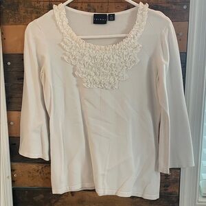 Tribal White Ruffled Sweater